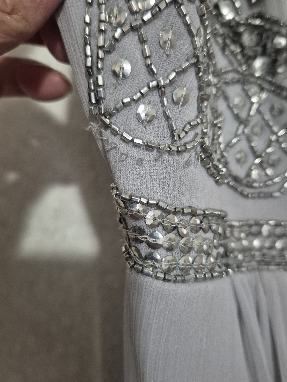 Adrianna Papell Silver Beaded Spaghetti Strap Maxi Dress..size:6 - Picture 12 of 12
